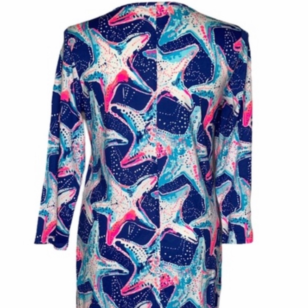 Lilly Pulitzer NWT Navy Blue Pink Teal Starfish Print Dress - Picture 3 of 5